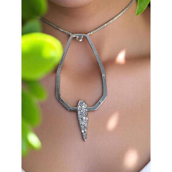 Teardrop Shaped Pendant Charm with Rhinestone Decorative Element - Picture 1 of 5
